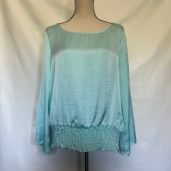CARTISE Smocked Peasant Womens Top Size 8 Mint Rolled Puff Long Sleeve Mermaid - Picture 10 of 10